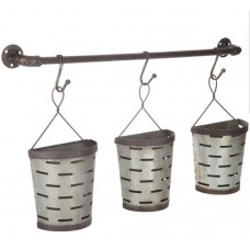 Hanging Buckets Metal Wall Decor olive buckets farmhouse home decor new!   273026969191